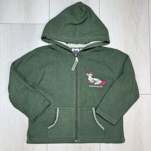 VTG Y2K Kids For Kids Snowboarder Hoodie Green Zip Jacket Girls Size 6 2000s